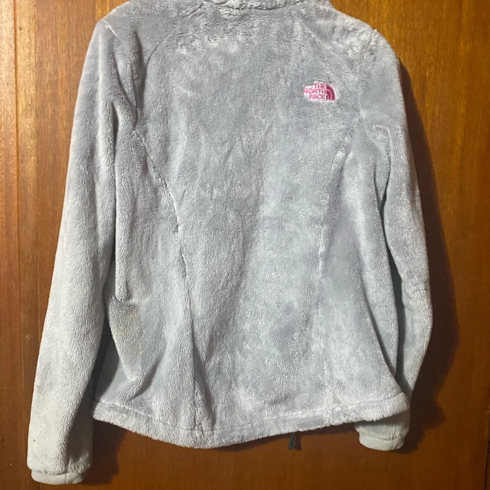 The North Face Gray Fleece Jacket with Pink Logo - Picture 7 of 7